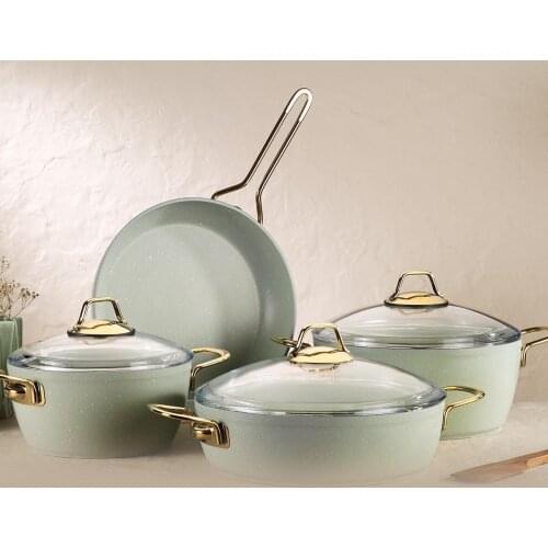 Hera 7 Piece Granite Die Casting Cookware Set Light Green