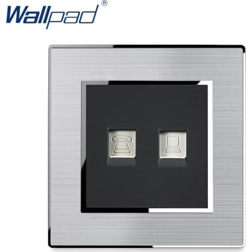 TEL DATA Rj45 Socket Wallpad Stainless Steel Panel With Silver Border Wall Socket Weak Electricity Sockets