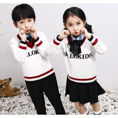 New Children School Uniform Kindergarten Est Spring Costume Style Summer Fashion Unisex Sweater Plus Size 100-170 3-14 year
