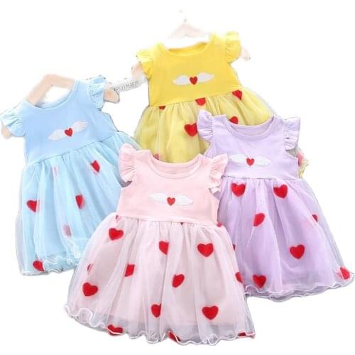 2021New Summer Infant Baby Girl Princess Party Tutu Dress Printed cartoon gauze dress Cotton Dress Clothing 0-5Y