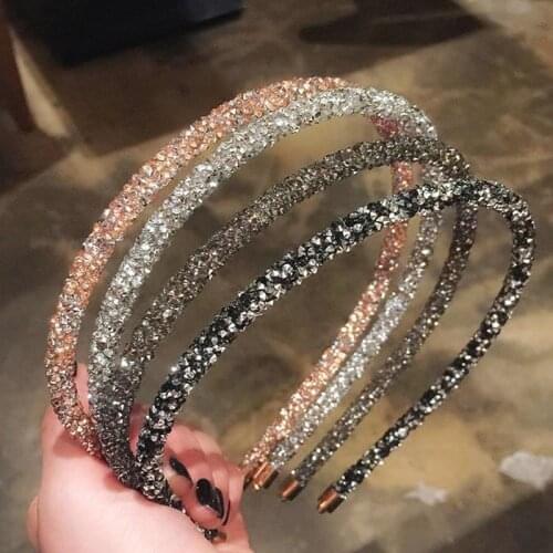 Fashion Korea Crystal Headband for Women Rhinestone Hairband Beads Bezel Girls Hair Accessories Simple Headwear Party Headwear