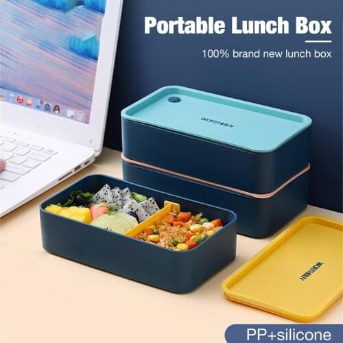 Portable Lunch Box Leakproof For Kids School Microwave Plastic Bento Box Movable Compartments Salad Fruit Food Container Box