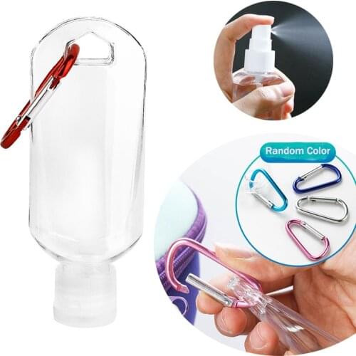 10PCS 50ml makeup clear bottle Reusable Portable Mini Size Alcohol Spray Bottle Hand Sanitizer Travel Small Holder Hook Keychain