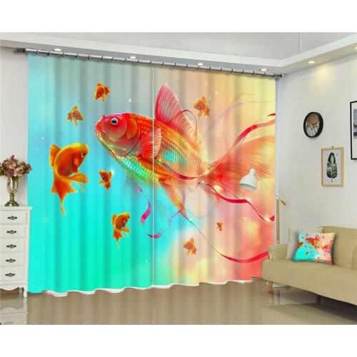 Curtains Luxury Blackout 3D Window Curtains For Living Room office Bedroom Customized size Drapes Rideaux Cortinas Goldfish