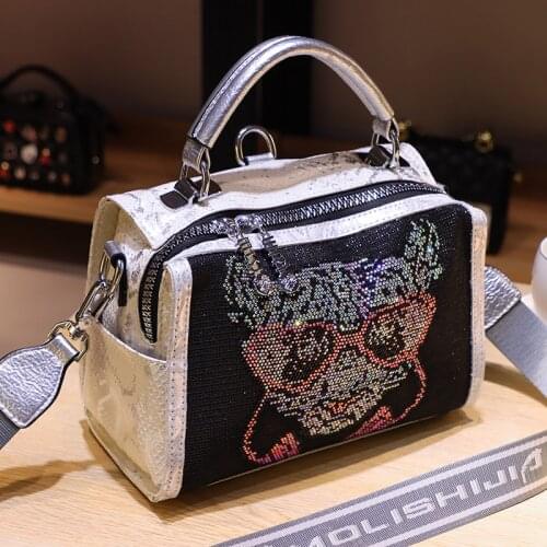 Luxury Women Brand Handbags Microfiber Synthetic Leather Animal Prints Shoulder Bag Woman Rhinestone Designer Tote Sac Luxe