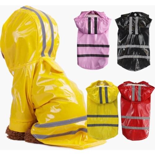 S-XL Pets Dog Clothes Hooded Raincoats Reflective Strip Dogs Rain Coat Waterproof Jackets Outdoor Breathable Clothes For Puppies