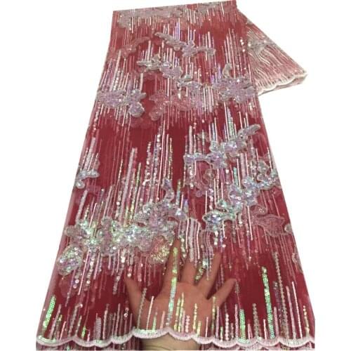 SJ Lace New Design African Lace Fabric 2021 French Lace Fabric High Quality Nigerian Tulle Glitter Sequins Lace Fabric x4-40