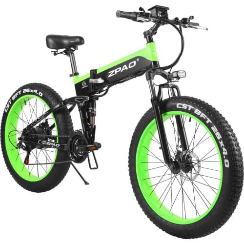 26 Inch 48V 500W Folding Mountain Bike, 4.0 Fat Tire Electric bike, Lockable Front Fork, Handlebar Adjustable, Pedal Assist Bike