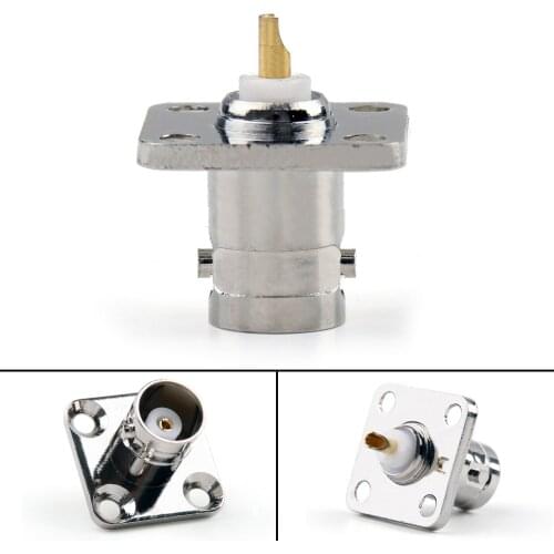 Artudatech Connector BNC Female Jack 4-Hole 18.5mm Flange Solder Panel Mount Straight Jack Parts