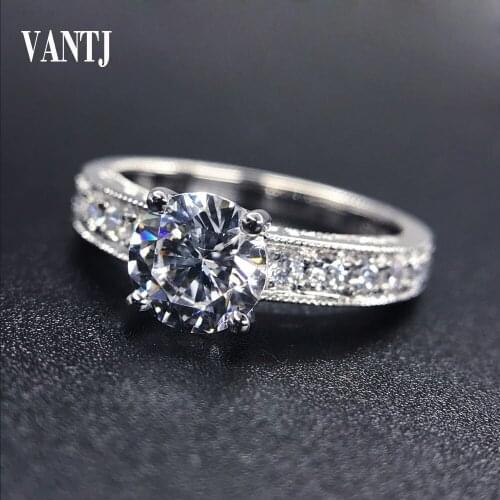 VANTJ 100% Natural Moissanite 10K Gold Rings for Women Round Solitaire Gemstone 1-2CT Rings for Engagement Bride Anniversary