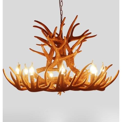 Vintage Mid Century Chandelier Lighting Brown Antler Living Room Dining Room Bedroom Pendant Light Fixture PA0409