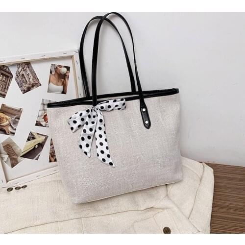 Ladies Fashion Shoulder Bag Classic Vegetable Basket Female Bag Oxford Cloth Shoulder Bag Polka Dot Scarf Female Bag Big Bag