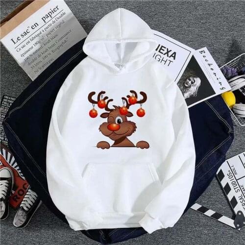 Autumn New Harajuku Kpop Womens Hoodie Cute christmas deer Long Sleeve Top Fashion Casual Sports Shirt Ladies Clothing Hoodies