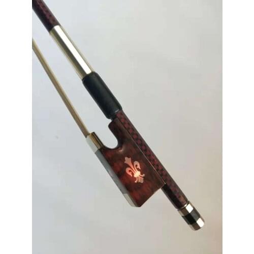 1 PC Carbon Fiber Violin Bow with Snake Wood Frog Carved with Flower 4/4