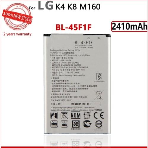 100% Genuine BL-45F1F Battery For LG K4 M160 LG Aristo MS210 X230K M160 X240K LV3 2500mAh Phone In Stock Batteries Batteria