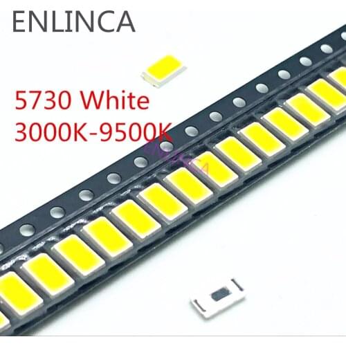 100Pcs 5730-CW WW 0.5W-150Ma 50-55lm White Light 3000K 4000K 6000K 95000K SMD 5730 5630 LED 5730 diodes 3.2 - 3.4V