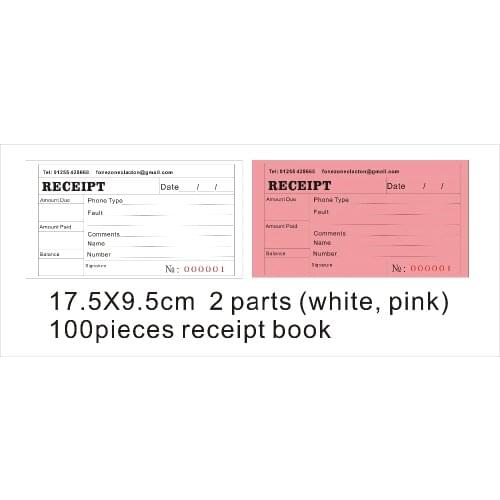100pcs shipping to UK, Custom print Size17.5X9.5cm delivery Invoice/Payment receipt ,Carbonless receipt invoice book