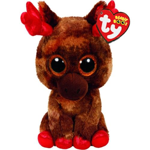 15CM Beanie Boos Christmas Donkey Glitter Big Eyes Red Feet Antler Soft Cute Kawaii Stuffed Plush Doll Chiristmas Gifts for Kids