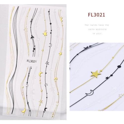 2 Styles Nail Sticker Bronzing Lace Golden Moon Star Pattern Creative DIY Design Decoration Nail Art Patch Manicure Tools