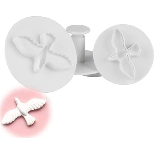 3Pcs/Set Pigeon Fondant Cake Cookies Paste Mold Sugarcraft Plunger Cutter Cupcake Decorating Set Tools