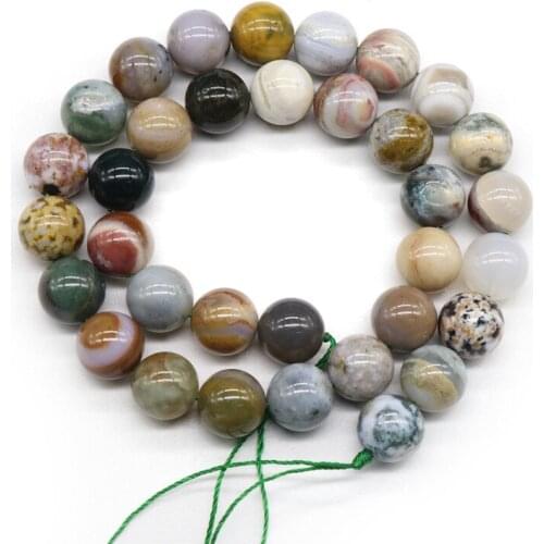 6/8/10/12mm Natural Marine Agates Stone Beads For Jewelry Making DIY Round Loose Stone Beads Fit Bracelet Necklace Strand 15