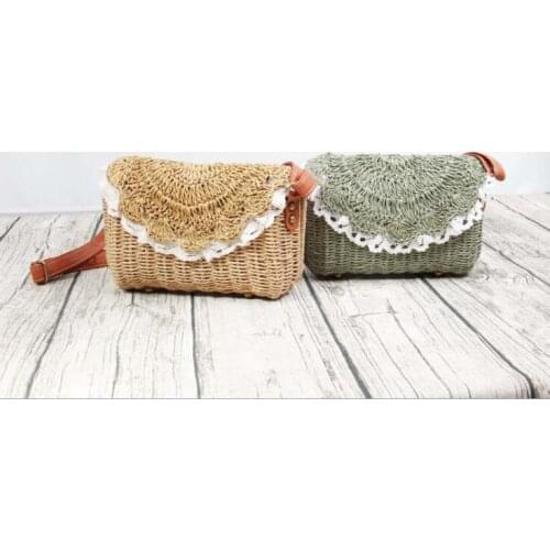 Aaby Summer Candy Color Women Beach Straw Bag Lace Shoulder Bag Lady Satchel Handbags Beach Bag