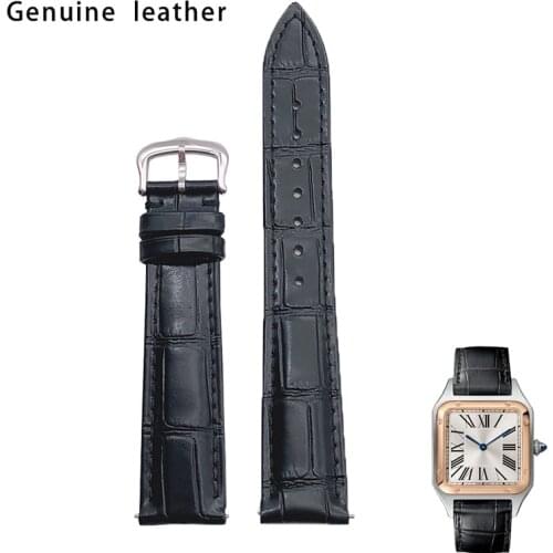 Watch Accessories Buckle leather Watchband 15 18 20mm Suitable for SANTOS DE CARTIER Watch Black Red Gray Women Mens Wristband