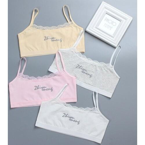 Girls' brassiere development 7-14 years old middle and old childrens lace suspender vest underwear girls' bra pure cotton