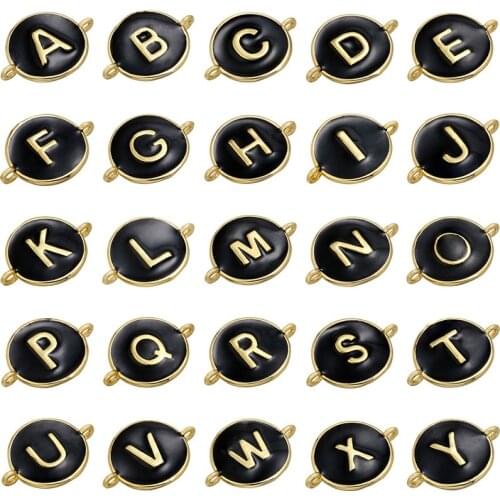 Black Dripping Oil Copper Zircon Enamel Connector Charm for Women Handmade Letters Necklace Bracelet Supplies Accessories