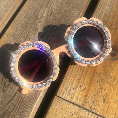 ZAOLIHU Colorful Children Sunglasses Bling Diamond Kids Sun Glasses UV400 Summer Shades Small Round Gorgeous Handmade Eyewear