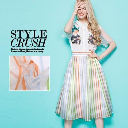 Really Siou root yarn blended fabric striped organza dress shirt silk fabrics wholesale high quality silk cloth