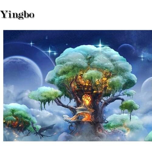 DIY Diamond Painting Fairy Tail Tree 3D Embroidery Space planet view Cross Stitch Mosaic Full Picture Of Rhinestone wall Decor