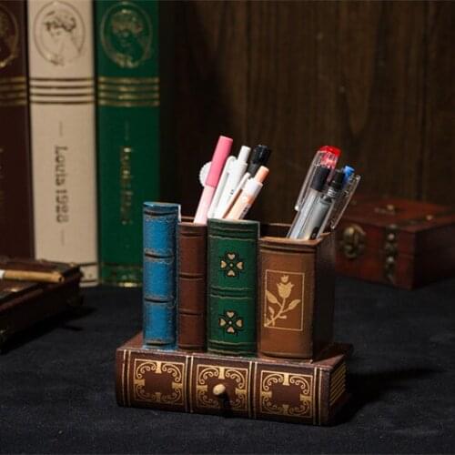 [European] Jingmei retro wooden pen book office desk drawer with small ornaments remote storage