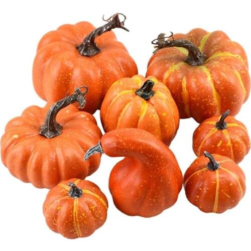 8Pcs Simulation Pumpkins Artificial Pumpkins Fake Simulation Vegetable Happy Halloween Decoration For Home Halloween Props
