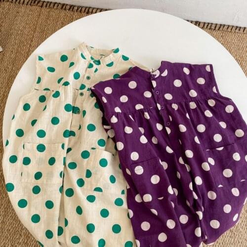 Girls' jumpsuit childrens clothing 2021 spring and summer new style toddler casual polka dot tooling baby child clothes 2-6 Y