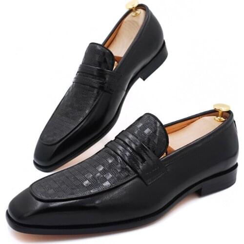 Luxuy Design Men Penny Loafers Genuine Leather Shoes Black Brown Slip on Formal Men Dress Shoes Wedding Office Men Casual Shoes
