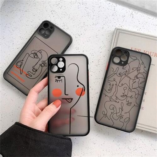 TIDOVE Matte Phone Case For iPhone 12 11 Pro Max XS Max 8 7 Plus X XR SE2020 Cute Art Portrait Line Camera Protection Back Shell