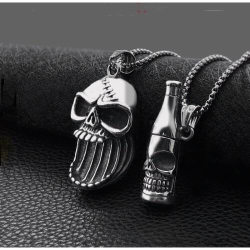 Fashion retro punk style wine bottle pendant hip hop bottle opener men and women necklace hot sale