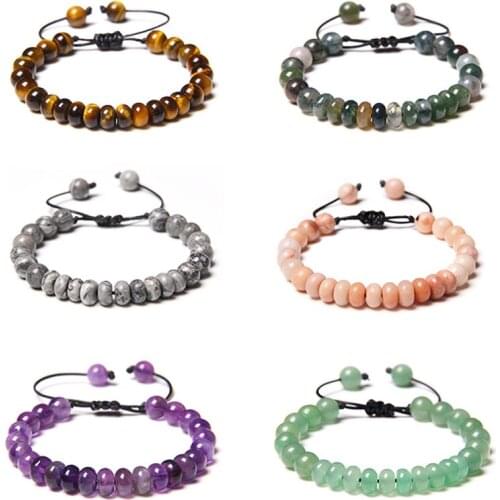 Trendy Abacus Beads Bracelets Men Natural Amethys Women Bracelet Lucky Chakra Friendship Couples Bracelet Female Jewelry Gift