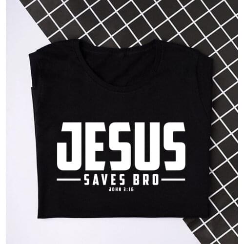 Jesus Saves Bro Letters Tshirt Religion Faith Tops Christian Vogue Tee Pray God Slogan Men T Shirt Ropa Hombre Masculinas