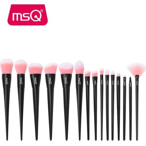 MSQ 15pcs Makeup Brushes Set Professional Foundation Eye Liner Blusher Fan Make Up Brushes Kit High Quality Synthetic Hair