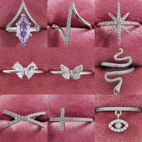 2021 New Arrival Snake Star X 925 Sterling Silver Trendy Fashion Ring Finger For Women Girl Promise Valentines Day Gift R5502