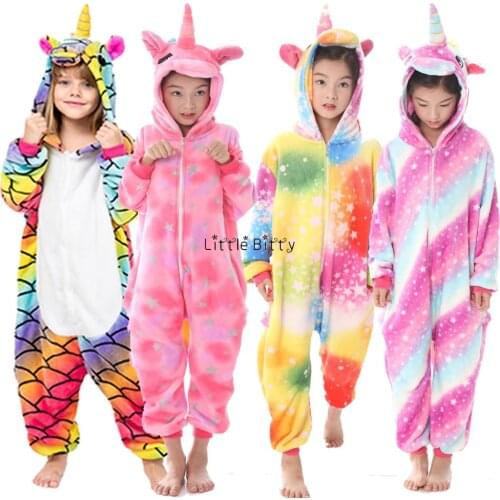 Pajamas Kids Animal Children Unicorn Pajamas for Girls Baby Pyjamas Stich Onesies Winter Sleepwear for 4 6 8 10 12Yrs