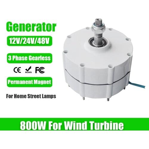 PL RU Warehouse 800W 12V 24V 48V Low Speed 3 Phase Gearless Permanent Magnet Generator AC Alternators Use For Wind Turbine