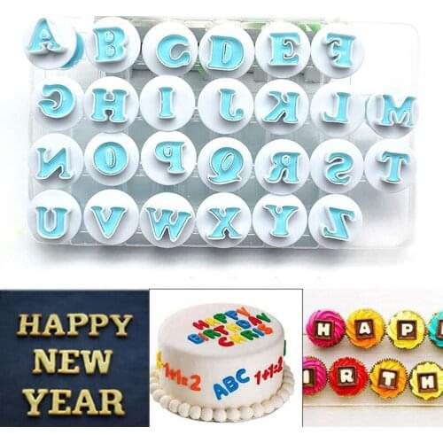 Uppercase Lowercase Letters Spring Mold Desserts Fondant Pastry Baking Molds Cookie Hand Press Cutter Cake Decorating Tools
