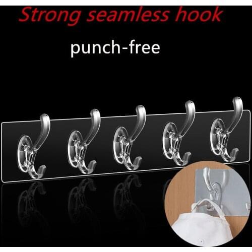 Transparent Non-marking Strong Sticking Rack Hook Kitchen Storage Tools Bathroom Hanger Storage Hooks Holder Hanging Stickers