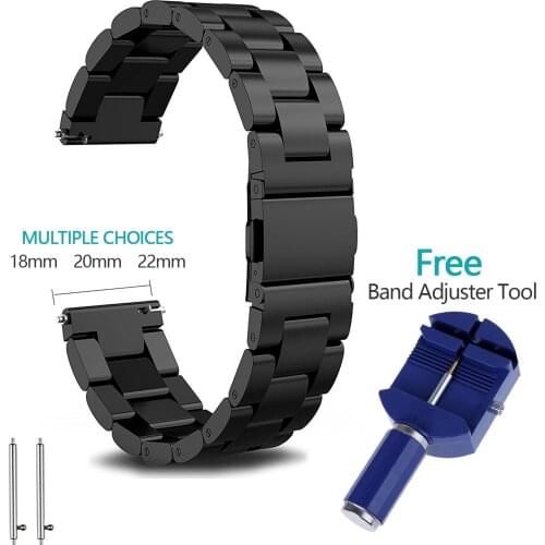 18mm 20mm 22mm Stainless Steel Watch Band Strap For Samsung Gear S2 S3 smart watch Link bracelet black for Samsung Gear S2