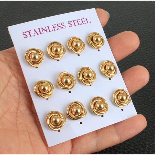Wholesale Fashion Rose Flower Stainless Steel Jewelry Stud Earrings For Woman & Girl EGIZAAAC