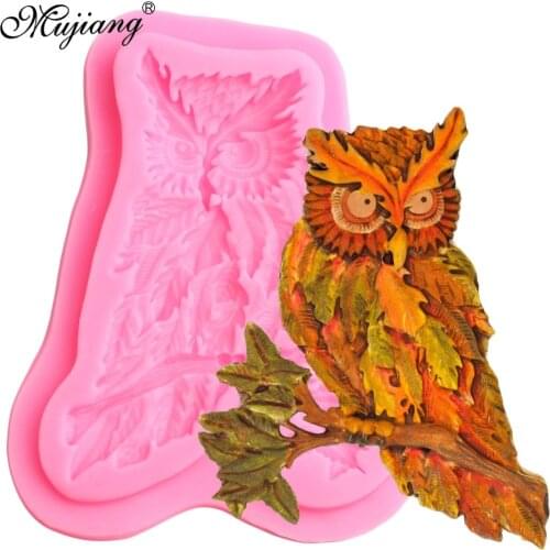 Autumn Leaf Owl Silicone Mould Leaves Fondant Cake Mold Birthday Party Cake Decorating Tools Candy Clay Chocolate Gumpaste Mould