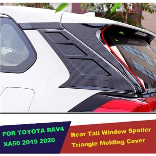 Carbon Fiber Exterior Rear Tail Window Spoiler Triangle Molding Cover Kit Trim Accessories Fit For Toyota RAV4 RAV 4 2019 2020